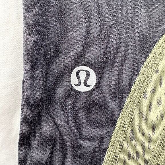 Lululemon Leggings Womens 8 Green Run Inspire Crop Luxtreme Dottie Dash Fatigue - Picture 5 of 9